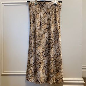 Aqua Midi Length Silk Skirt